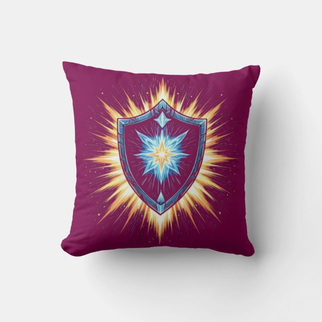 Epic Fantasy Shield with Radiant Energy Burst – Ma Cushion (Front)