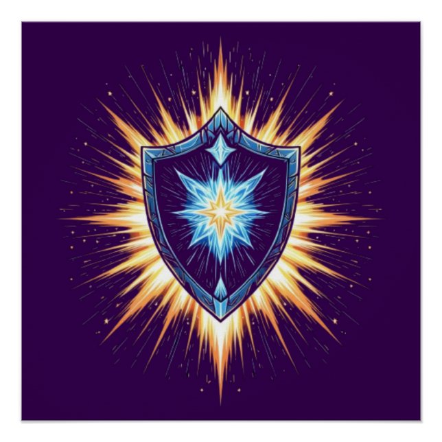 Epic Fantasy Shield with Radiant Energy Burst – Ma Poster (Front)