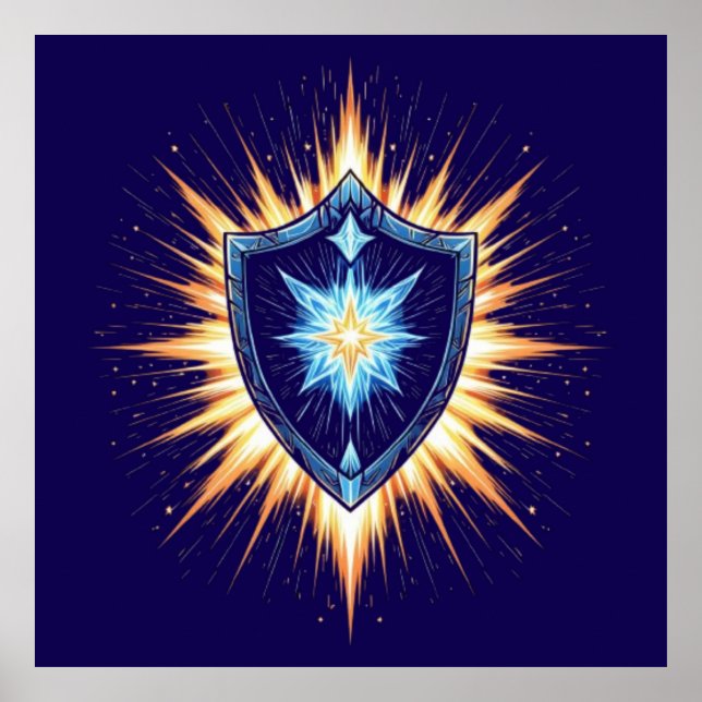 Epic Fantasy Shield with Radiant Energy Burst – Ma Poster (Front)