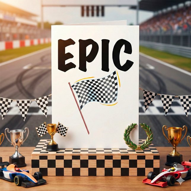 Epic Finish Line Checkered Racing Flag Card (Creator Uploaded)