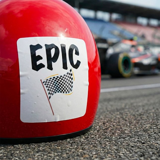 Epic Finish Line Checkered Racing Flag Square Sticker (Creator Uploaded)