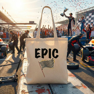 Epic Finish Line Checkered Racing Flag Tote Bag