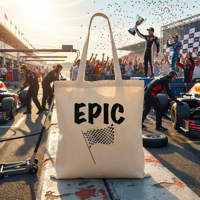 Epic Finish Line Checkered Racing Flag Tote Bag (Creator Uploaded)