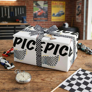 Epic Finish Line Chequered Racing Flag Wrapping Paper