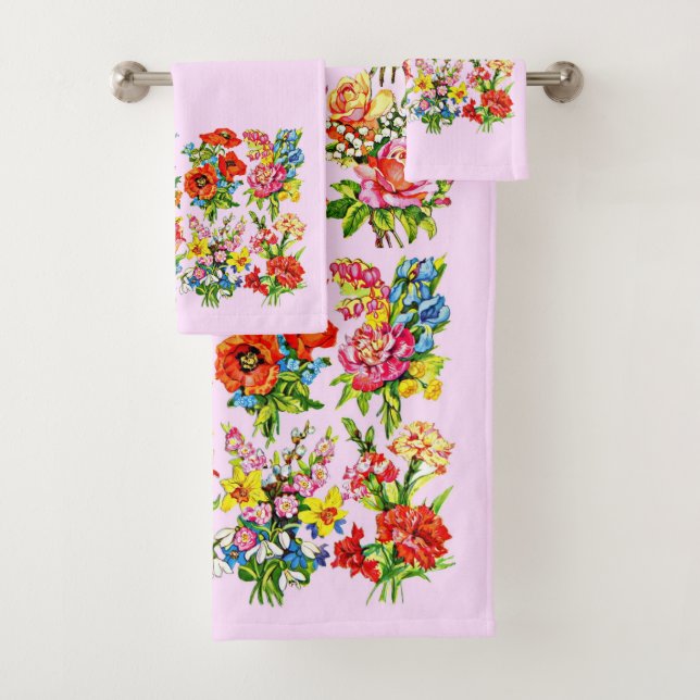 epic floral flower collection print bath towel set (Insitu)