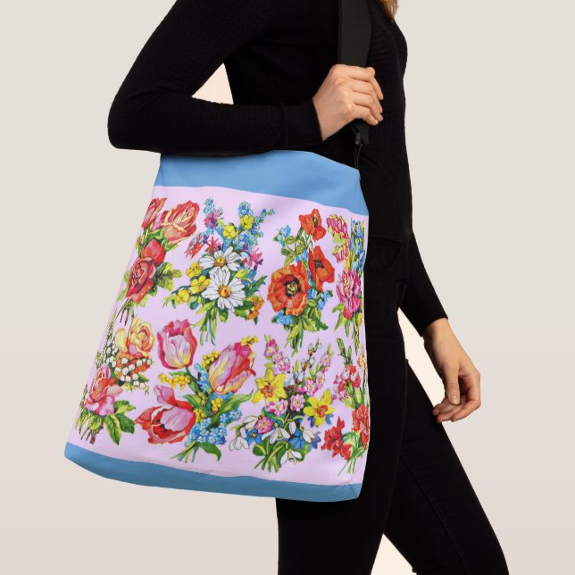 epic floral flower collection print crossbody bag (Close Up)