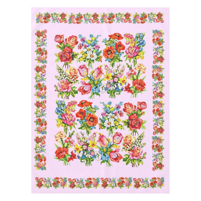 epic floral flower collection print tablecloth (Front)
