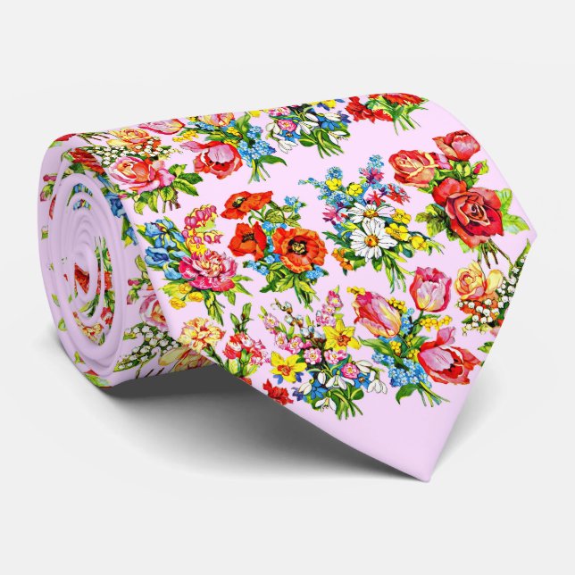 epic floral flower collection print tie (Rolled)