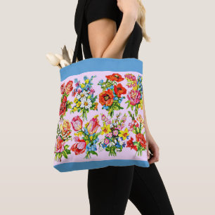 epic floral flower collection print tote bag