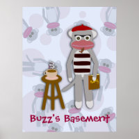 Epic Funny Retro Cool Beatnik Sock Monkey Cartoon