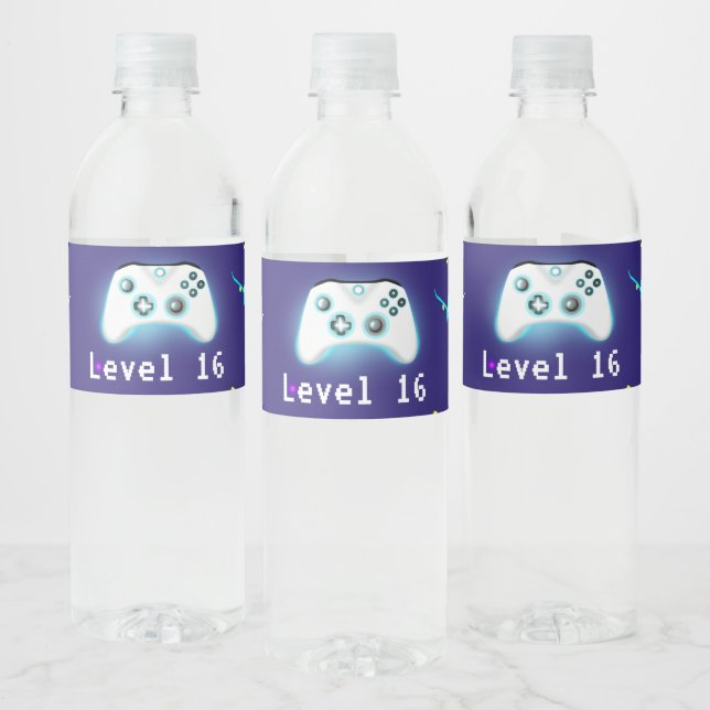 Epic Gamer Happy 16 Birthday Critical Hit! Water Bottle Label (Bottles)