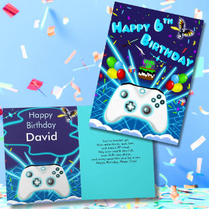 Epic Gamer Happy 6th Birthday Card Critical Hit!