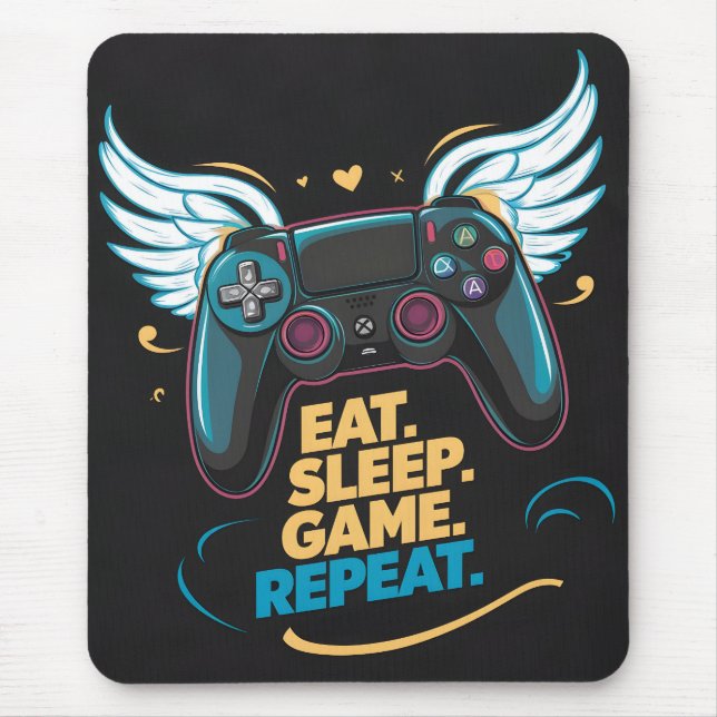 Epic Gaming Gear.  Eat. Sleep. Game. Repeat. Winge Mouse Pad (Front)