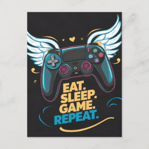 Epic Gaming Gear. Eat. Sleep. Game. Repeat. Winge Postcard