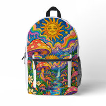 Epic Golden Dragon and Pink Floral Fantasy Backpac