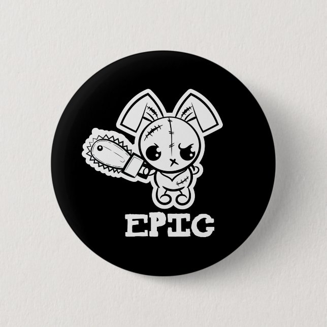 Epic Grumpy Voodoo Bunny Cute Monster 6 Cm Round Badge (Front)
