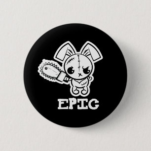 Epic Grumpy Voodoo Bunny Cute Monster 6 Cm Round Badge