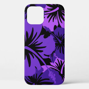 Epic Hibiscus Floral Hawaiian Purple Black iPhone 12 Pro Case