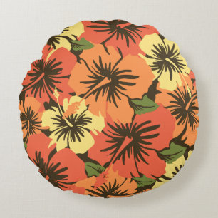 Epic Hibiscus Hawaiian Floral Aloha Shirt Print Round Cushion