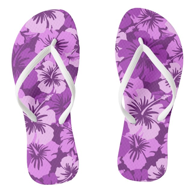Epic Hibiscus Hawaiian Floral Aloha Shirt Print Thongs (Footbed)