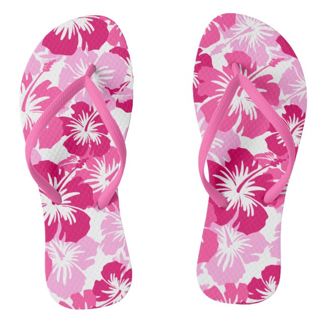 Epic Hibiscus Hawaiian Floral Aloha Shirt Print Thongs (Footbed)
