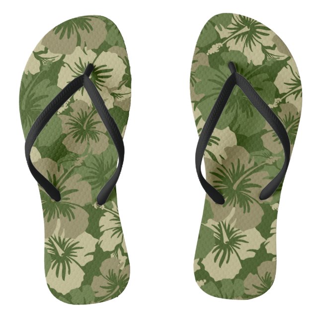 Epic Hibiscus Hawaiian Floral Aloha Shirt Print Thongs (Footbed)