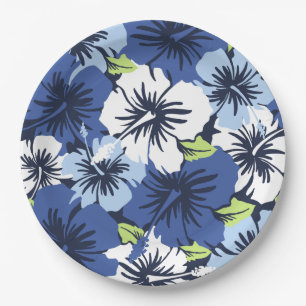 Epic Hibiscus Hawaiian Floral Paper Plate
