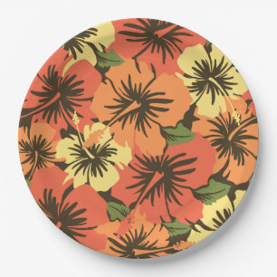 Epic Hibiscus Hawaiian Floral Paper Plate
