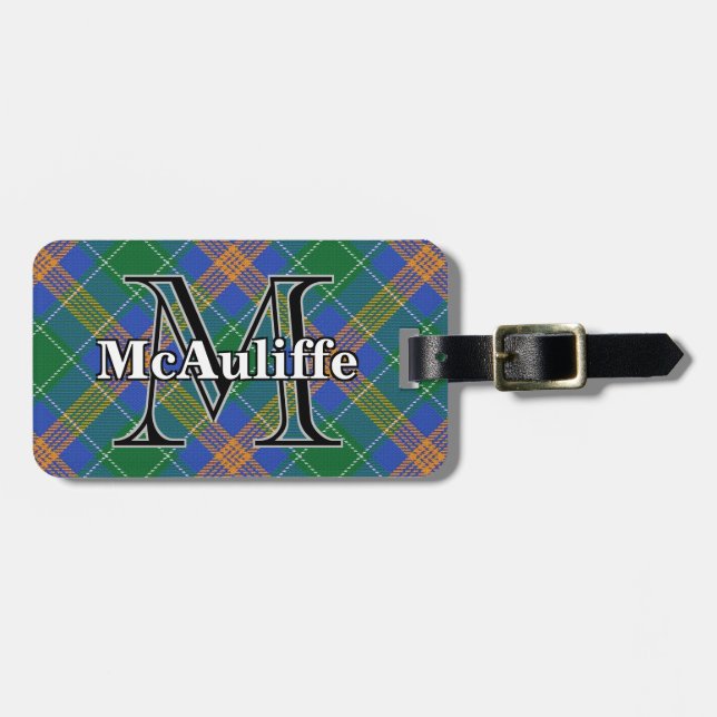 Epic Ireland Clan MacAuliffe McAuliffe Tartan Luggage Tag (Front Horizontal)