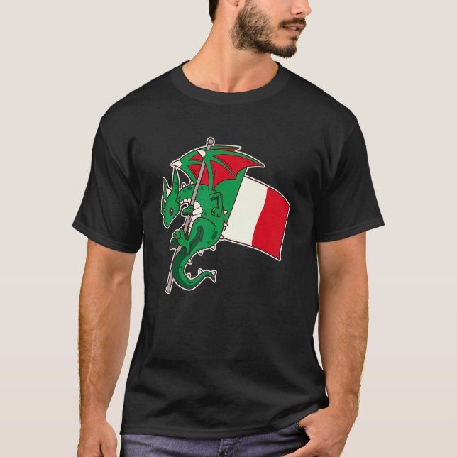 Epic Italian Dragon Proud Italy Flag T-Shirt (Front)