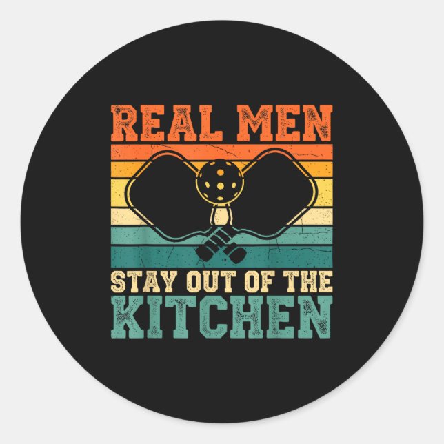 Epic Kitchen Player Real Out Pickleball Stay Classic Round Sticker (Front)