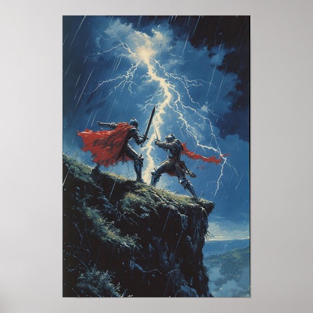 Epic Knight Duel in Storm Poster (Front)