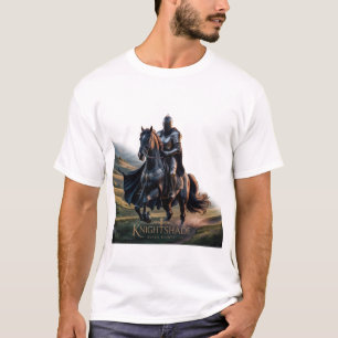 Epic Knight on Black Horse -Mediaeval Hero Fantasy T-Shirt