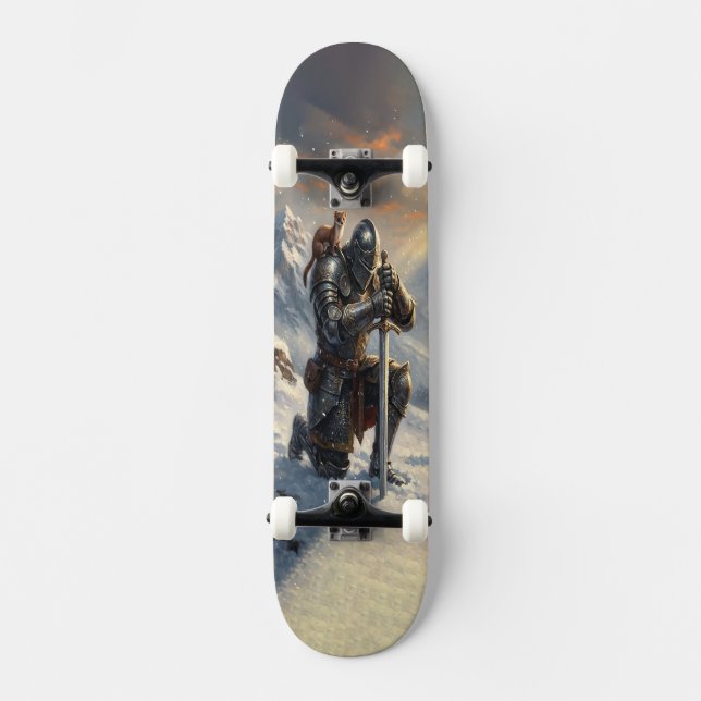 Epic Knight & Stoat Fantasy Art  Skateboard (Front)