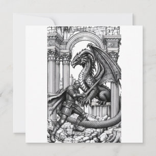 Epic Knight vs Dragon Fantasy Invitation