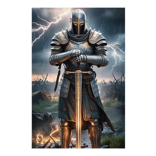 Epic Knight Warrior Digital Poster Mediaeval Fanta (Front)