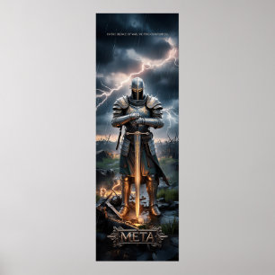 Epic Knight Warrior Digital Poster Mediaeval Fanta
