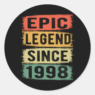 Epic Legend Since 1998 Vintage 1998 Birthday Gift Classic Round Sticker