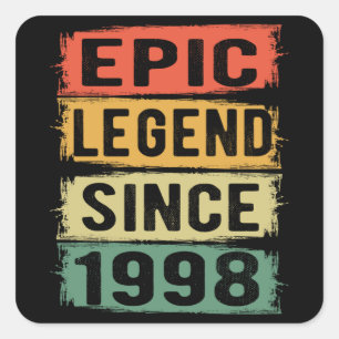 Epic Legend Since 1998 Vintage 1998 Birthday Gift Square Sticker