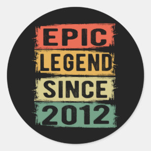 Epic Legend Since 2012 Vintage 2012 Birthday Gift Classic Round Sticker