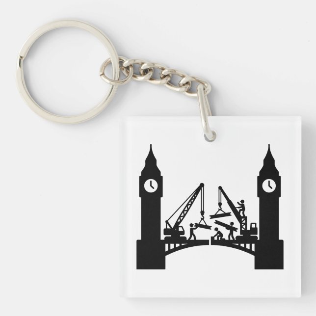 Epic london clock tower bridge construction  key ring (Front)