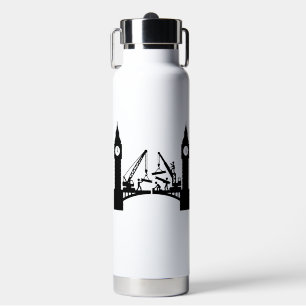 Epic london clock tower bridge construction water bottle