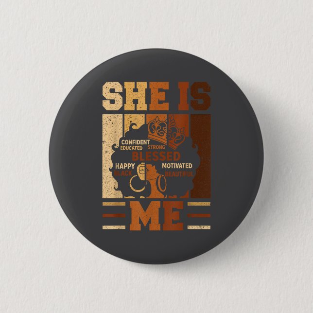 Epic Melanin Blessed She Queen Beautiful Afro Blac 6 Cm Round Badge (Front)