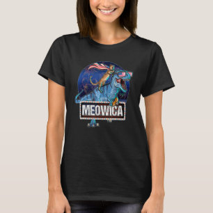 Epic Meowica Cat Rex Dinosaur 4th July Us Flag Mer T-Shirt