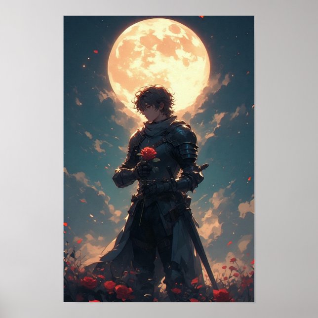 Epic Moonlit Knight Art  Poster (Front)