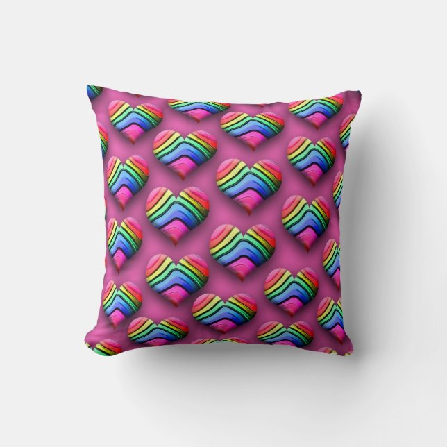 Epic Neon Hearts on Pink Cushion (Front)