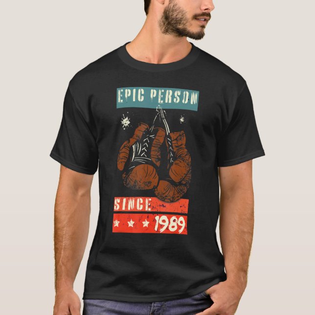 Epic Person Since 1989 Birthday Old Boxing Gloves T-Shirt (Front)