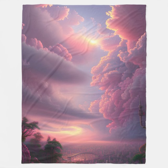 Epic Pink Summer Sky Fleece Blanket (Front)