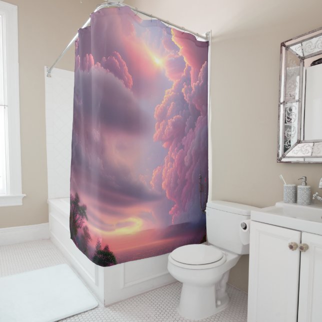 Epic Pink Summer Sky Shower Curtain (In Situ)