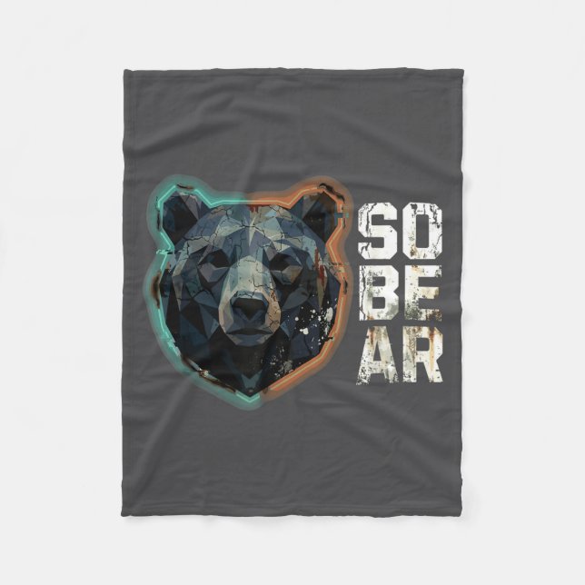 Epic Pun Sober Bear SoBear Recovery Sobriety Fleece Blanket (Front)